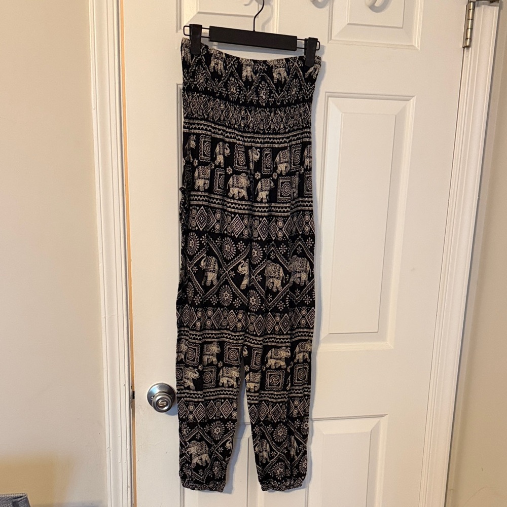 Black and White Elephant Print Pants